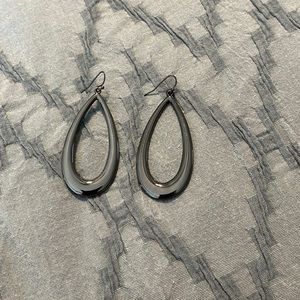 Metallic silver large teardrop earrings